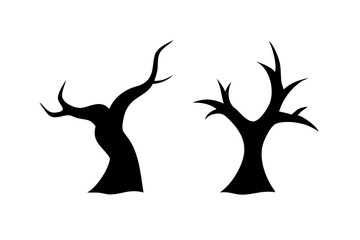 Happy Halloween Tree Collection Vector Silhouette Illustrations on White Background