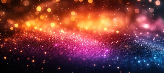 Obraz premium Colorful particles, Abstract Colorful Particle Explosion on Dark Background, light particles background, Colorful Particle Stream with Bokeh Effect