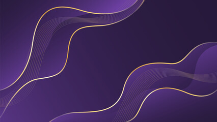 Abstract purple luxury wave background with gold lines. Elegant modern wallpapers. Suitable for templates, banners, cards, sales, ads, events, awards, web and pages