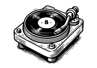 vintage turntable gramophone illustration capturing analog music nostalgia