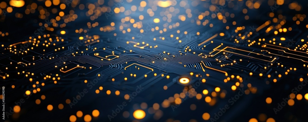 Aufkleber exploring the intricate connections of modern technology through a glowing circuitry landscape