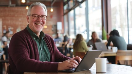 The Smiling Man in Cafe