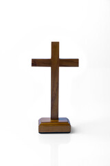 Religion christianity cross isolated over white background. Symbol of faith and worship in God
