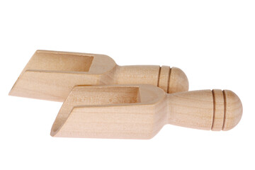 Wooden shovel on a white background