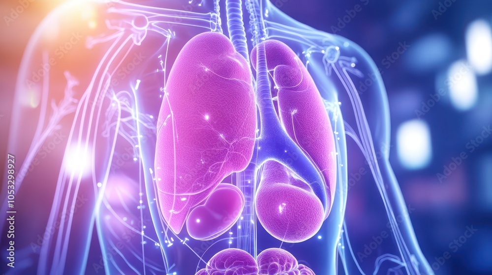 Poster exploring the intricacies of the human respiratory system through stunning 3d visualization techniqu