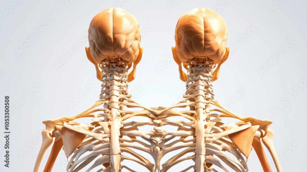 Poster Exploring the intricacies of human anatomy a detailed look at the spine and skull structures from a posterior view