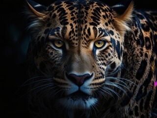 Obraz premium Leopard Portrait Against a Colorful Background