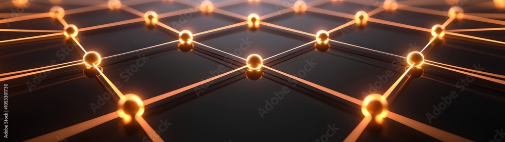 Poster Illuminated network of connecting nodes in a futuristic digital landscape