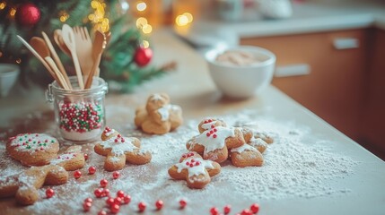 Festive Baking Cookies in a Warm Kitchen