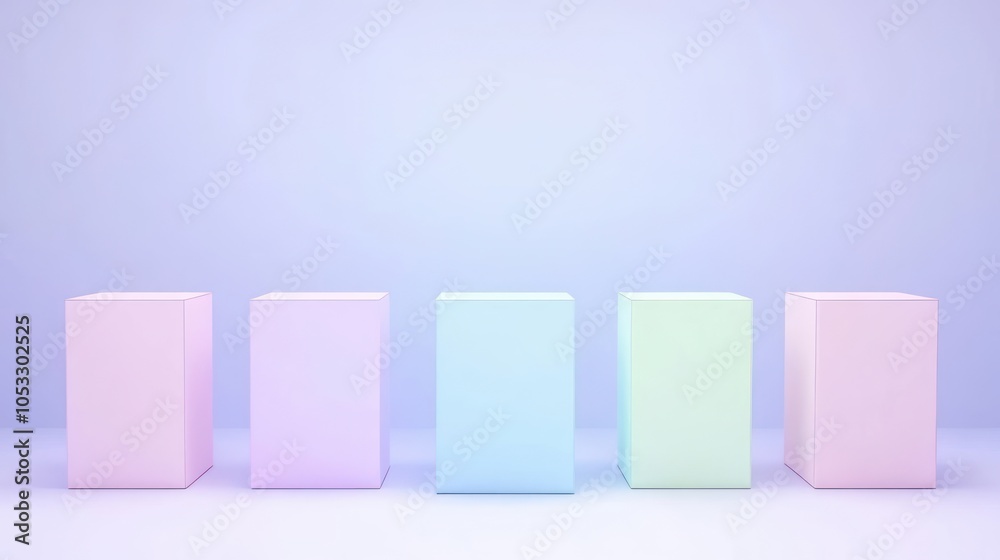 Aufkleber Pastel colored cubes on a soft background a modern minimalist display for creative spaces