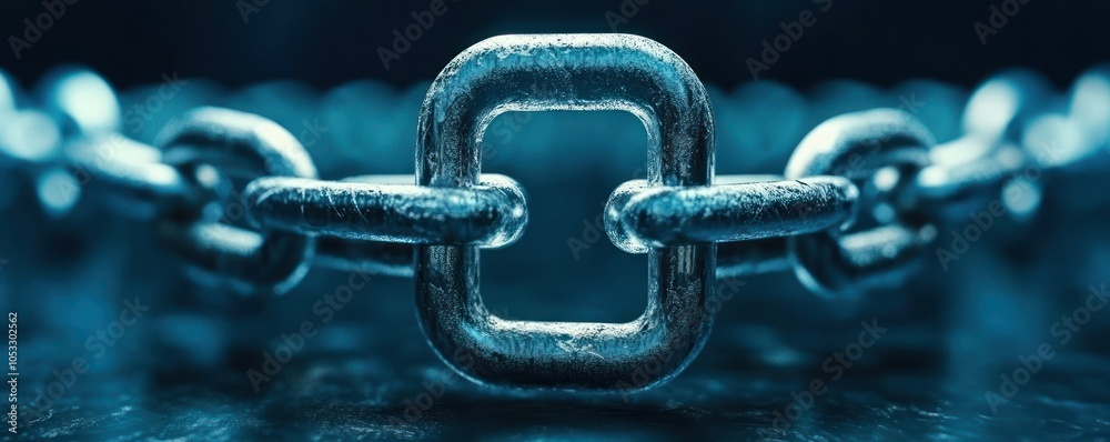 Poster An intricate close-up of a metallic chain link symbolizing strength and connectivity in modern design