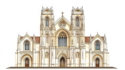 Fototapeta premium Magnificent Gothic Cathedral with Ornate Facade and Impressive Spires