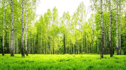 Green trees in the forest isolated on white background