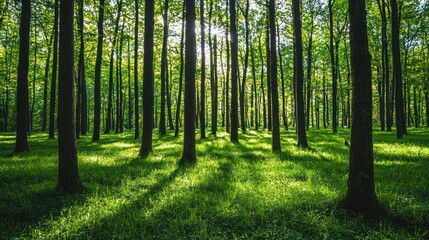 Obraz premium Green trees in the forest isolated on white background