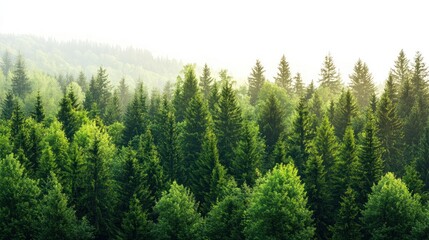 Fototapeta premium Green trees in the forest isolated on white background