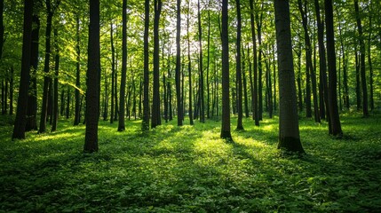 Naklejka premium Green trees in the forest isolated on white background