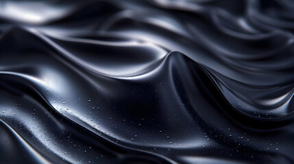Fototapeta premium Abstract Dark Background with Wavy Texture and Shiny Drops