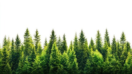 Fototapeta premium Green trees in the forest isolated on white background