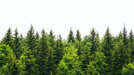 Green trees in the forest isolated on white background