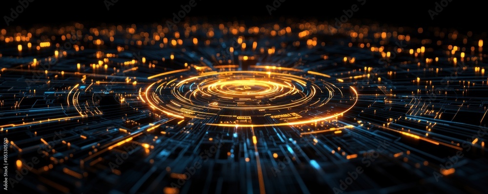 Poster Illuminated digital circuitry a glimpse into the future of technology and data processing