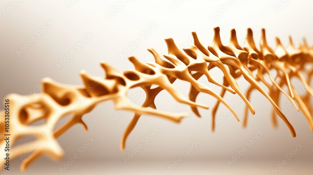 Aufkleber Intricate structure of a spinal vertebra highlighting the complexity of the skeletal system in biomechanics and anatomy