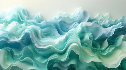 Obraz premium Abstract Background with Wavy Layers of Blue and Green