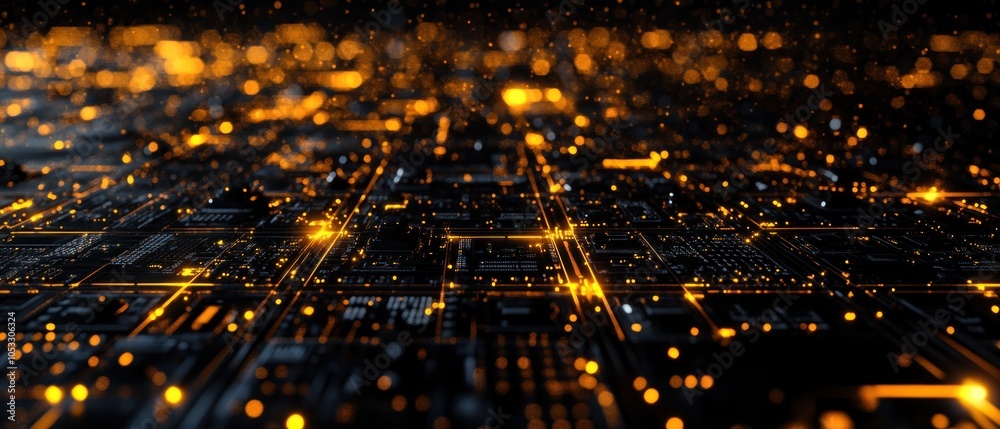Poster Exploring the intricate patterns of technology and innovation through a vibrant digital landscape