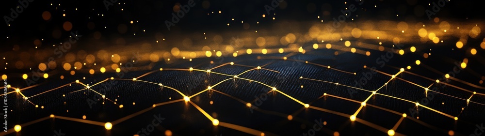 Aufkleber illuminating connections a stunning visual journey through a network of golden lights on a dark canv
