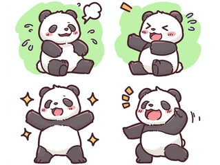 Cute Cartoon Panda Illustration - Happy and Adorable Animal Character