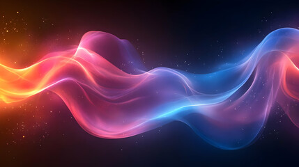 Obraz premium Abstract Background with Wavy Lines and Glowing Particles