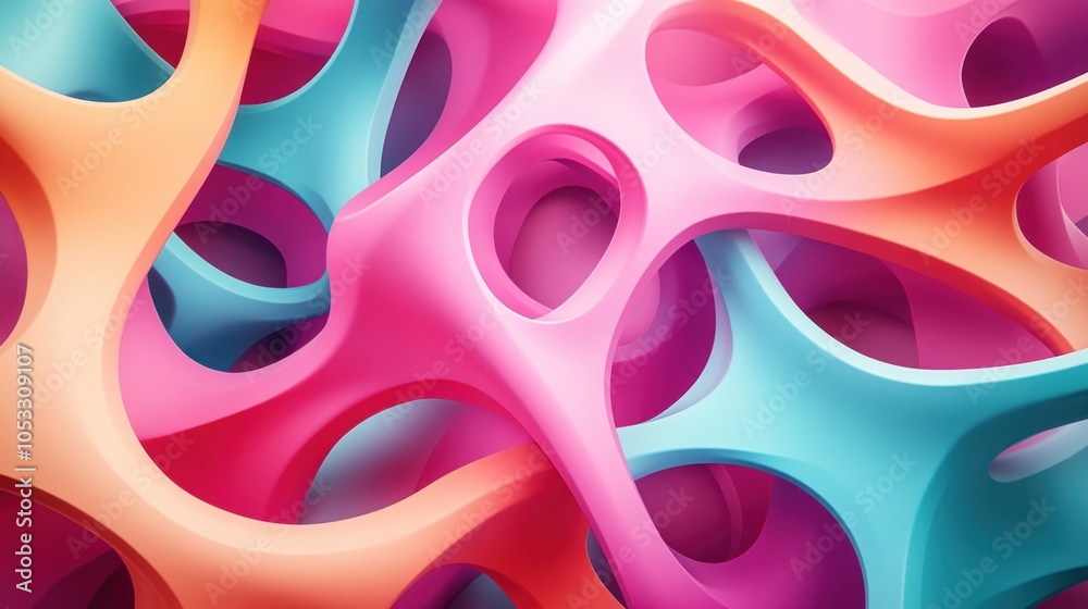 Poster Exploring the vibrant interplay of color and form in abstract organic shapes