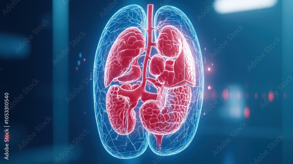 Poster A stunning 3d visualization of human lungs highlighting their intricate structure and functionality in respiratory health