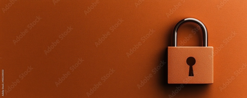 Poster a secure lock symbolizing protection and privacy on an elegant orange background
