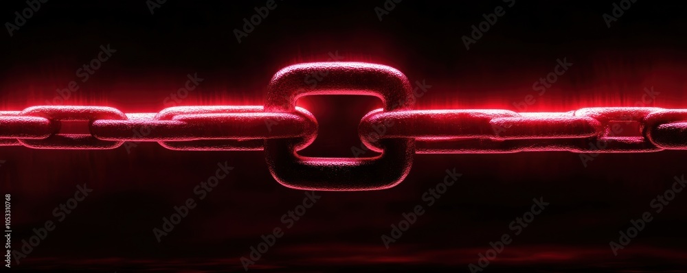 Poster Exploring the power of connection the symbolism and strength of a red neon chain link