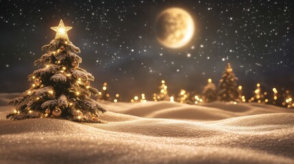 Magical Christmas Eve with Twinkling Stars and Moonlight
