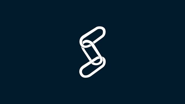Chain link shape icon animation on abackground.