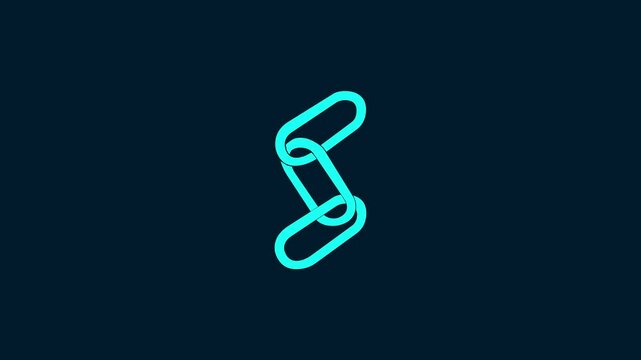 Chain link shape icon animation on abackground.