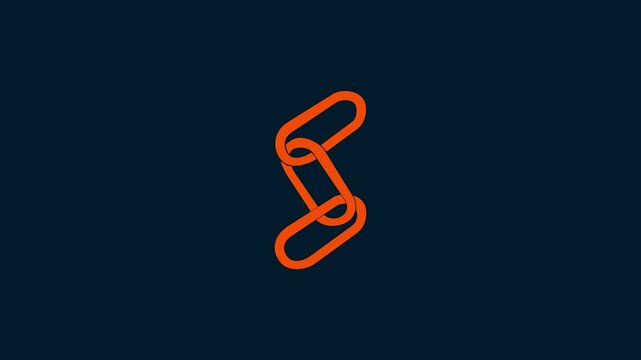 Chain link shape icon animation on abackground.