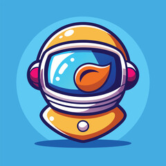 Cute cartoon illustration of an astronaut with a leaf in their helmet. This design is perfect for promoting environmental awareness.