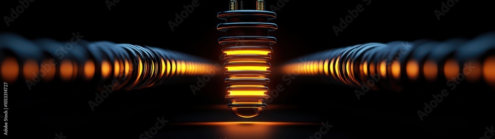 Poster illuminated coil a surreal exploration of energy and light in abstract form