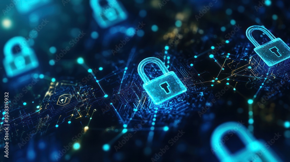 Fototapete Exploring the future of cybersecurity the role of digital locks in protecting data in a connected world