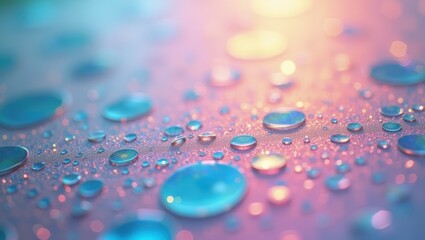 Shimmering Water Drops on a Pastel Background