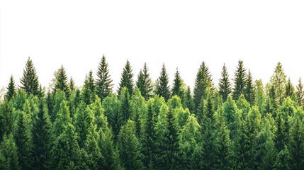 Fototapeta premium Green trees in the forest isolated on white background