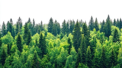 Fototapeta premium Green trees in the forest isolated on white background