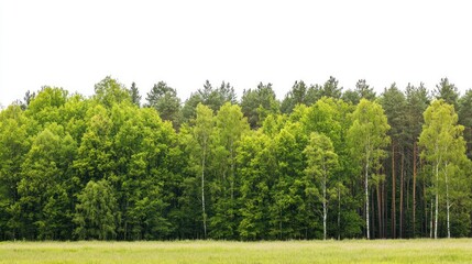 Obraz premium Green trees in the forest isolated on white background