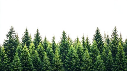 Fototapeta premium Green trees in the forest isolated on white background