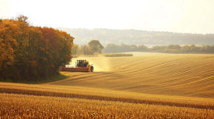 Naklejka premium tractor in the field