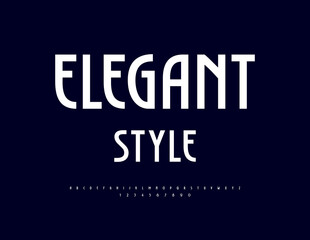 Vector Elegant Style Alphabet set. Stylish White Font. Modern Letters and Numbers