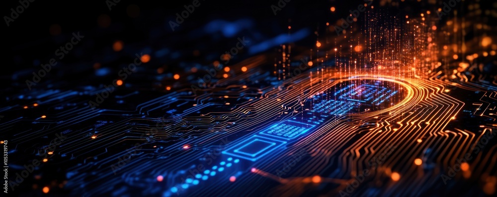 Poster Exploring the future of technology a glimpse into digital innovations and cyber security through circuitry art