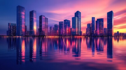 Obraz premium The Cityscape at Sunset